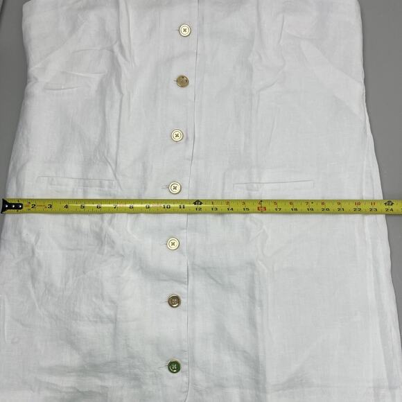 J Crew Claudia Dress in Linen XXL White Shift Square Neckline Button Up Retro - Picture 10 of 14
